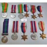 Collection of WWII medals for Evan and John Collins (brothers), to include: Burma Star, Africa Star,