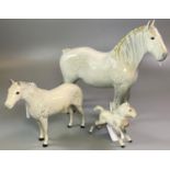 Three Beswick dapple grey horses to include: Shire, foal etc. (3) (B.P. 21% + VAT)