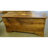 Victorian pine trunk/blanket box of plain rectangular form standing on bracket feet. (B.P. 21% +