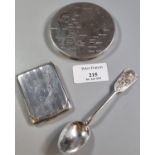 Art Deco design engine turned ladies Danish silver compact together with a Chinese white metal