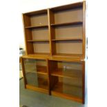 Mid century Danish hardwood two stage open bookcase, the base revealing two removeable shelves