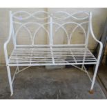 Weathered and painted metal two seater garden bench. (B.P. 21% + VAT)