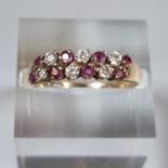 9ct gold Cubic Zirconia and red stone dress ring. 1.7g approx. Size N. (B.P. 21% + VAT)