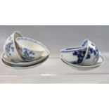 Collection of four similar Chinese blue and white The Nanking Cargo tea bowls and saucers, all