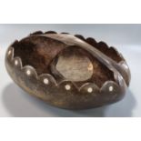 19th century Coco De Mer, probably Seychelles hollowed out polished two section basket with mother