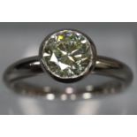 Platinum diamond solitaire ring, stamped 950. .85 carat approx. Size K1/2. 6g approx. (B.P. 21% +