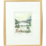 Wilf Roberts (Welsh 1914-2016), 'The Lake, Bodafon'. signed. Mixed media. 24x17.5cm approx. Framed