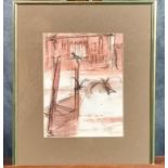 Tom J Nash (Welsh born 1931), 'Edge - Venice', signed. Pastels and watercolours. 19x14.5cm