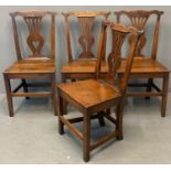 Set of six early 19th century oak Chippendale style farmhouse kitchen chairs. (6) (B.P. 21% + VAT)