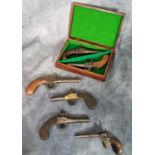 A Collection of 19th century percussion pocket pistols, to include: pistol with turn off barrel
