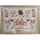 Large wool work sampler, probably 19th century by 'Catherine Alexander, age 24 years'. Decorated