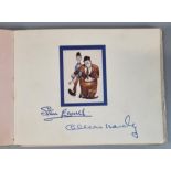 Mid century autograph book containing various autographs and autographed photographs, particularly