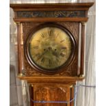 Early 19th century oak cased two train long case clock marked 'Birchall of Nantwich', the case