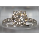 18ct white gold diamond solitaire ring, 1.2 carat approx. Size K. 3.4g approx. (B.P. 21% + VAT)
