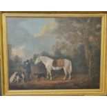 Clifton Tomson (British, Nottingham, 1775-1828), sporting scene with grey pony bearing saddle