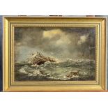 British Marine School (19th century), shipwreck study, unsigned. Oils on canvas. 31x45cm approx.