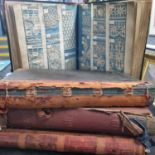 Four half leather bound lace makers reference or sample books/ledgers containing samples of