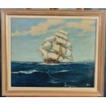 Edmund Hull (British 1873-1934), study of a clipper ship, said to be the Cutty Sark, running