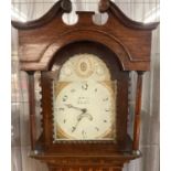 Late 18th century Welsh oak cased 30 hour long cased clock marked 'E Tobias, Llandilo (sic)', the