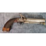 19th century percussion muzzle loading belt pistol with octagonal 13cm turn off steel barrel,