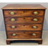 Small Georgian mahogany straight front chest of drawers, the moulded cornice above an arrangement of