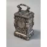 Early 20th century Tiffany & Co of Paris rococo style miniature carriage clock, the case overall