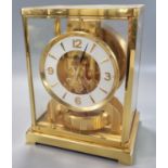 20th century Jaeger-Le-Coultre 'Atmos' clock, having gilt brass five glass case, Arabic chapter ring