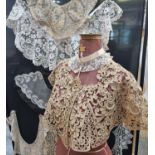 Collection of antique mostly hand made lace collars and cuffs 17th-20th Century to include: a glazed