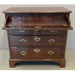 18th century mahogany Bachelors secretaire chest of drawers, the moulded shaped top above an
