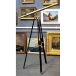 Reproduction brass telescope with folding and adjustable tripod. Overall length 97cm approx. (B.P.