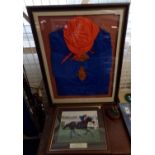 Framed horseracing photograph, framed set of The Racing Silks of P G Whightman together with