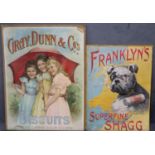 Two mounted advertising posters, 'Gray, Dunn & Co's biscuits', 62x47cm approx. and' Franklyn's