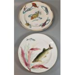 Two Aesthetic Movement Royal Worcester plates, one polychrome plate - Rare Fish 1877, the other with