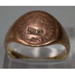 9ct gold signet ring. Size Q1/2. 4.9g approx. (B.P. 21% + VAT)