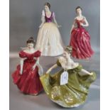 Four Royal Doulton bone china figurines to include: 'Winsome', 'Innocence', 'Lynne' and '