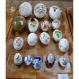 Tray of egg shaped china trinket boxes to include: Wedgwood, Royal Doulton, Aynsley 'Pembroke',