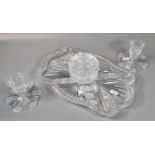 Early 20th Century clear cut glass lady's dressing table set on stand. (B.P. 21% + VAT)