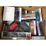 Box of assorted diecast model vehicles all in original packaging to include: various Dinky, Mars