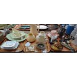 Three trays of assorted items to include: Royal Stafford English bone china square shaped fish and