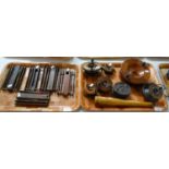 Collection of assorted wooden handline winders with vintage floats etc. together with a tray of