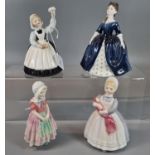 Four Royal Doulton bone china figurines, to include: 'The Rag Doll', 'Tootles', 'Debbie' and '