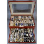 Walnut finish watch box containing a collection of assorted gents wristwatches: Chronograph,