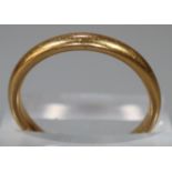 22ct gold wedding band. Size O1/2. 4.2g approx. (B.P. 21% + VAT)