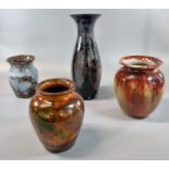 Collection of four Ewenny pottery vases with mottled designs. (B.P. 21% + VAT)