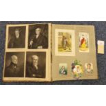 Victorian scrap album bound with half Moroccan and marble boards dated 1848, contains: various