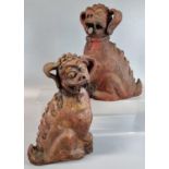 Pair of oriental design seated pottery fo dogs. (B.P. 21% + VAT)
