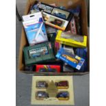 Box of assorted diecast model vehicles to include: Corgi, Carousel Dream Car, Kager, Ertl,