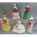 Five Royal Doulton bone china figurines, to include: 'Daydreams', 'Jemma', 'Sandra', 'Eliza' and '