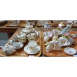 Two trays of mostly china to include: floral teaware, Alfred B Pearce floral teacup and saucer,