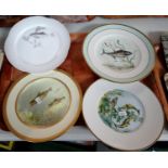 Collection of British and continental fish plates to include: Royal Doulton 'Cod' hand painted and